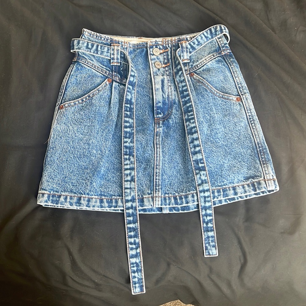 Abercrombie Fitch Acid Wash Paper Bag Denim Skirt